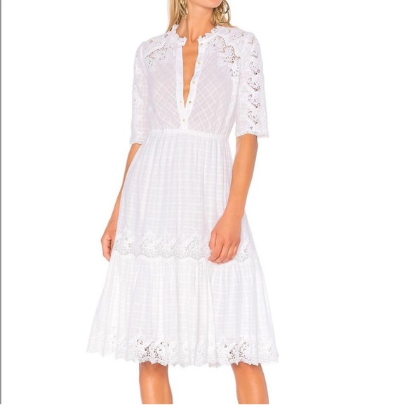 Ulla Johnson Martha White Lace Crochet Midi Dress 4